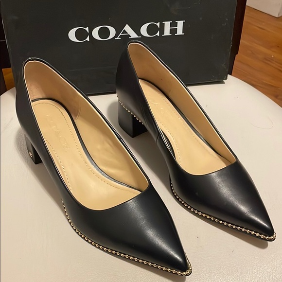 Coach Black Heels with Pointed Toe and Sleek Design - Picture 1 of 4